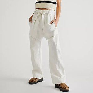 Free People Cream High-Waisted Trousers